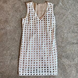 Tracy Reese Cream Sheer Dress with Tan Slip